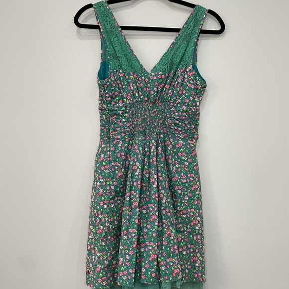 FARM Rio floral sleeveless lace detail tule hem fit and flare mini dress - Picture 7 of 15